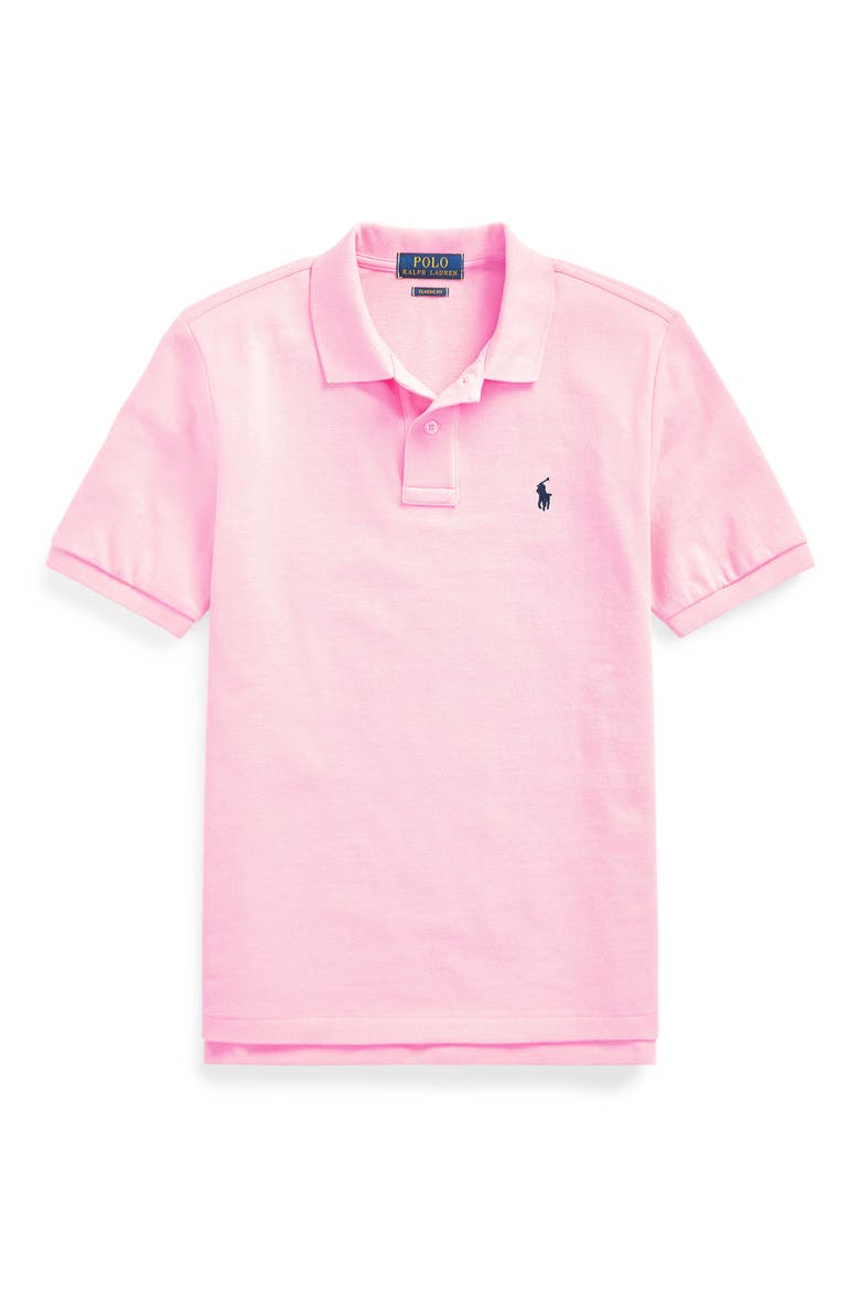Kids' Solid Cotton Piqué Knit Polo, Main, color, CARMEL PNK