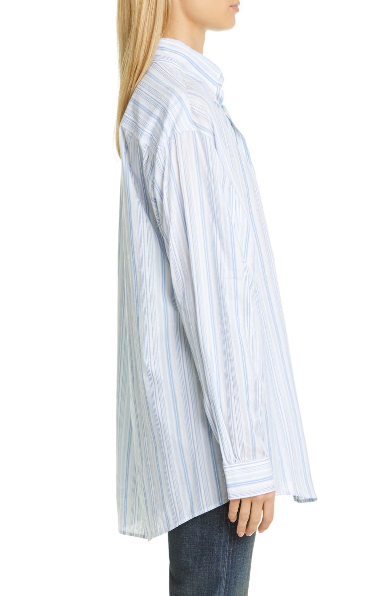 Etro GE01 Embroidered Stripe Cotton Poplin Button-Down Shirt, Alternate, color, 