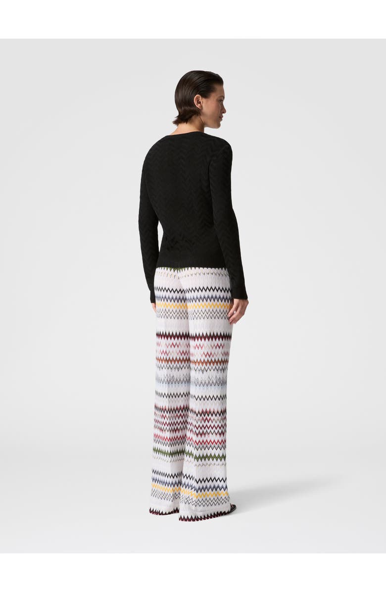 Missoni Stretch Chevron Cotton And Viscose Crewneck Sweater, Alternate, color, Black