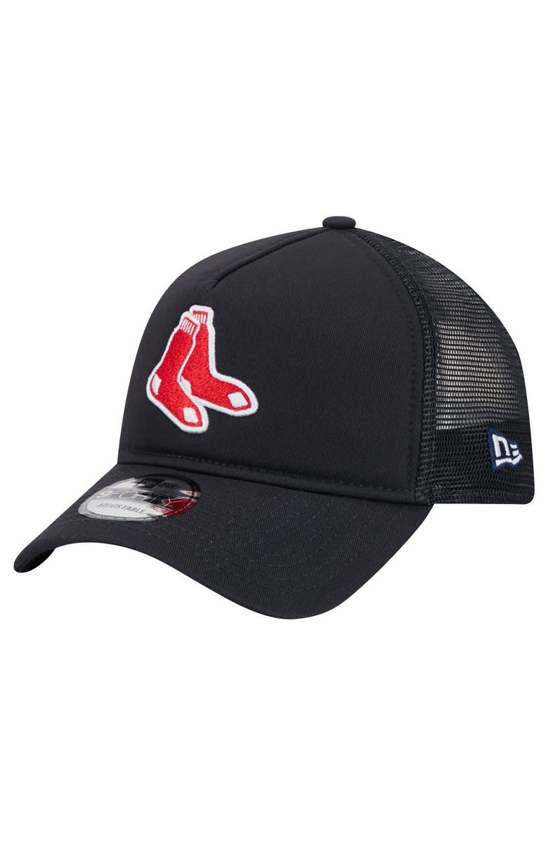 New Era Men's New Era Navy Boston Red Sox 9FORTY A-Frame Trucker Adjustable Hat, Main, color, 