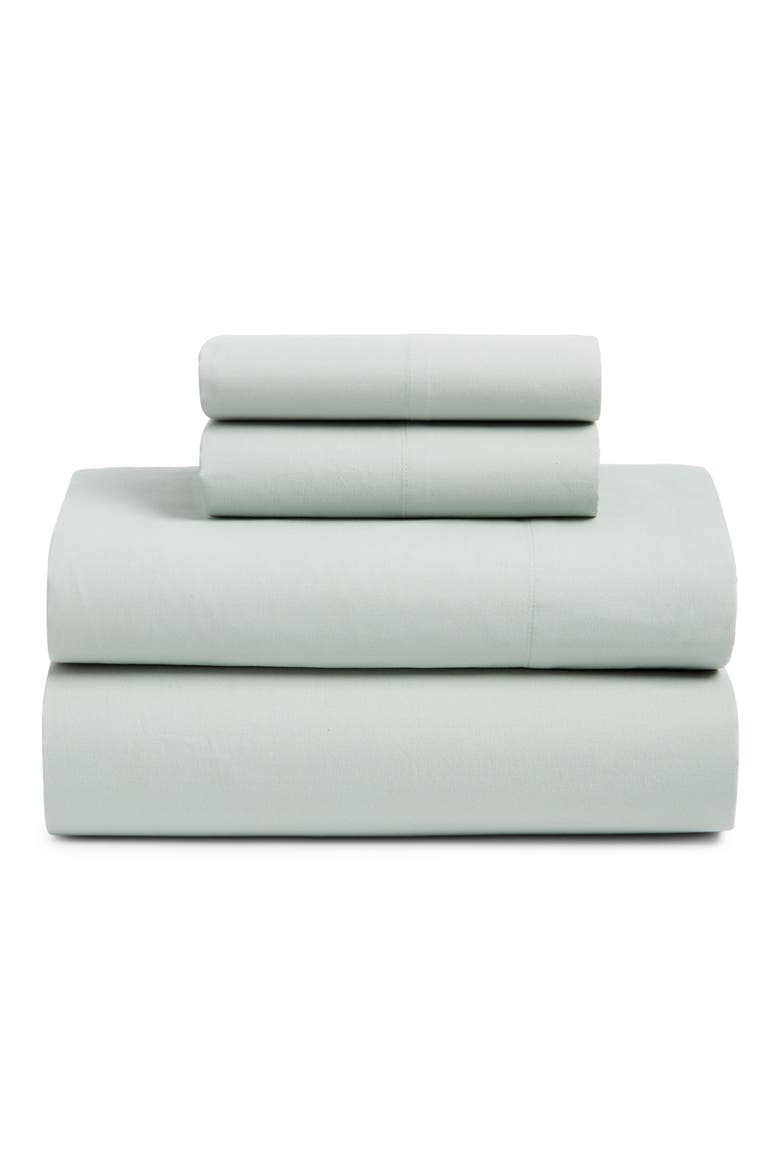 Organic Cotton Percale Sheet Set, Main, color, GREEN MIRROR