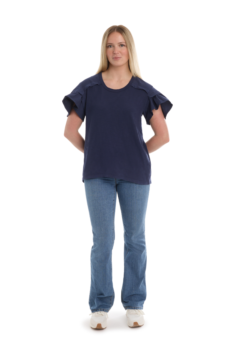 Ruffle Short Sleeve Tee, Alternate, color, Naval Academy
