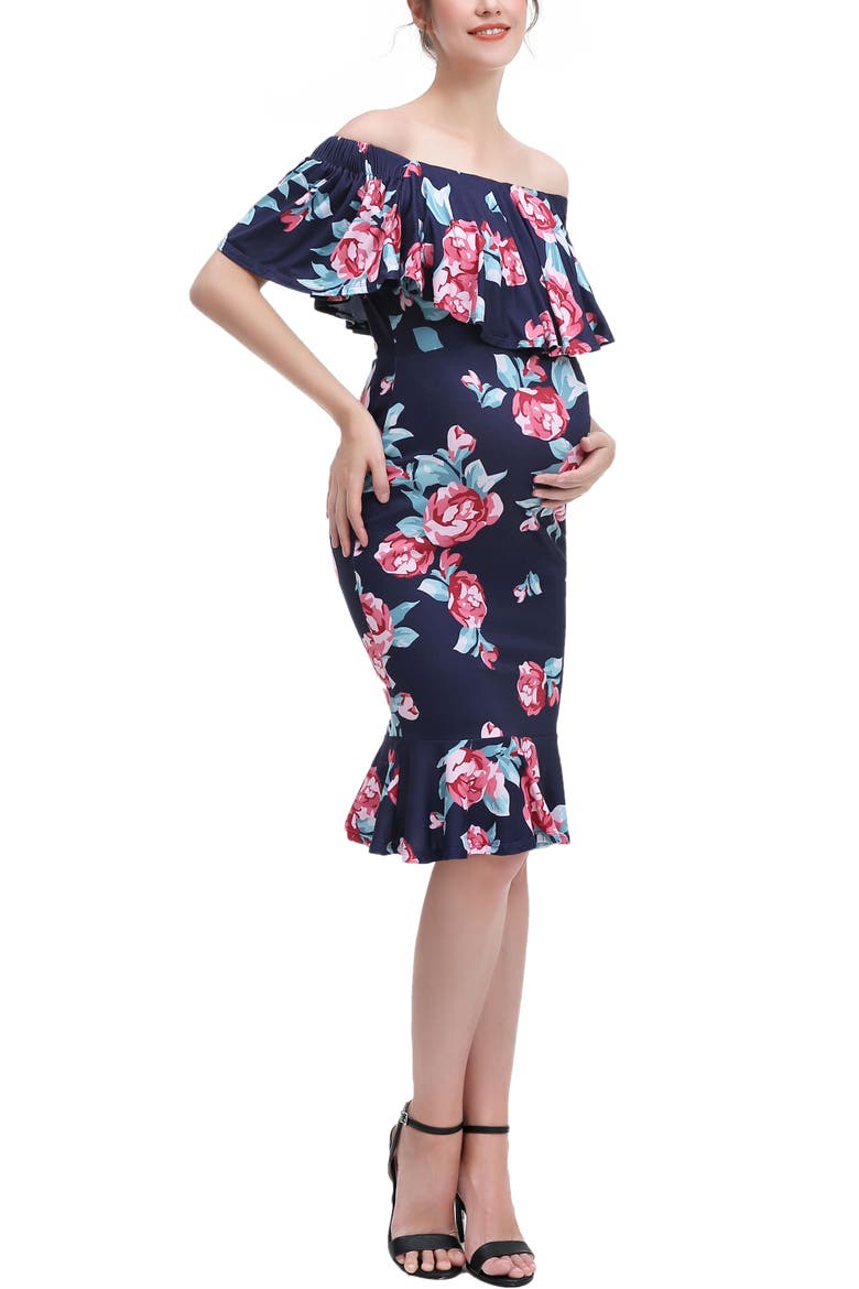 Lyra Off the Shoulder Maternity Nursing Mermaid Dress, Alternate, color, Multicolored