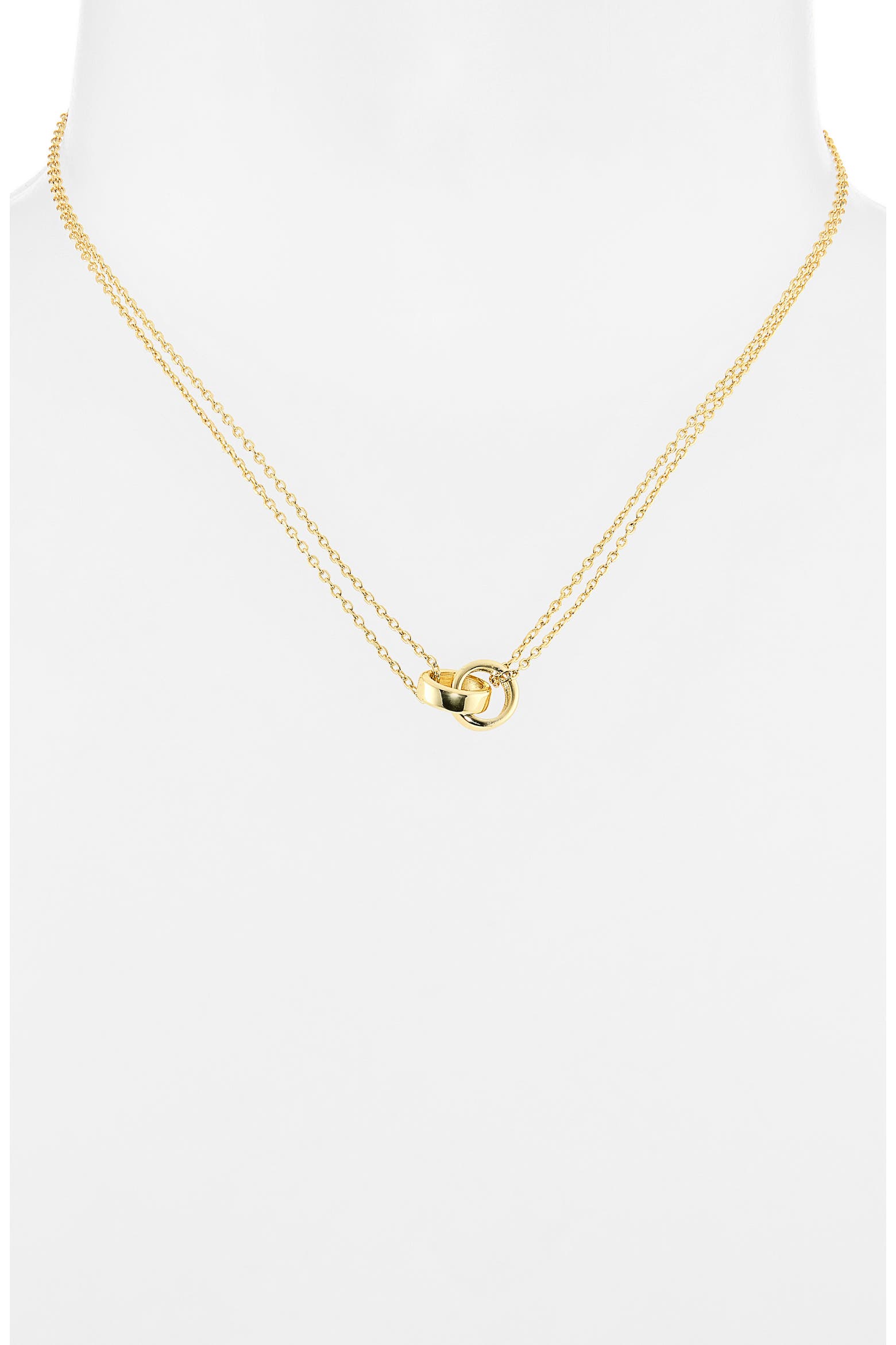 Circle With Chain ARGENTO VIVO Interlocking Circle Double Chain Necklace (Women ...