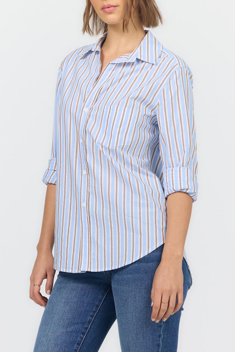 Galina Relaxed Button Up Shirt, Alternate, color, Campus Blue Stripe