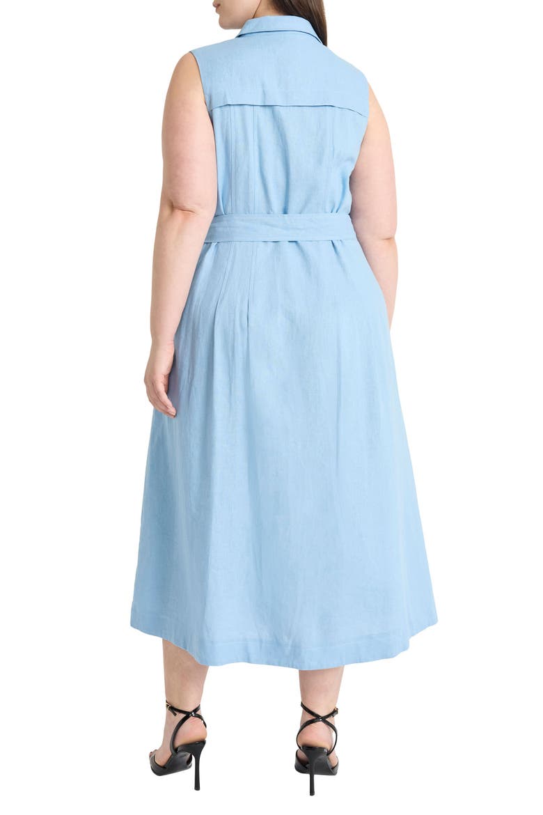 Tie Waist Sleeveless Maxi Shirtdress, Alternate, color, BLSSF BLUE
