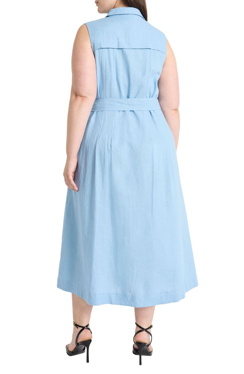 Maggy London Tie Waist Sleeveless Maxi Shirtdress, Alternate, color, Blssf Blue