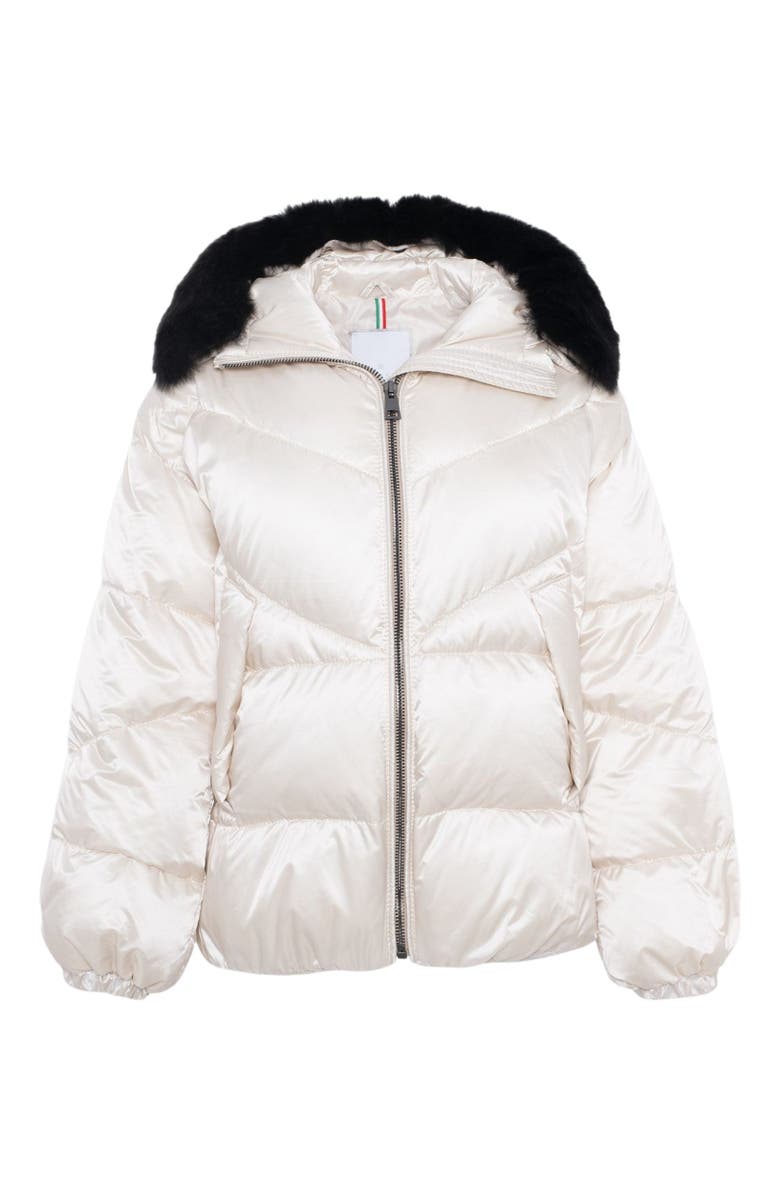 GORSKI Apres-Ski High-Low Jacket With Detachable Trim, Alternate, color, Champagne/Black