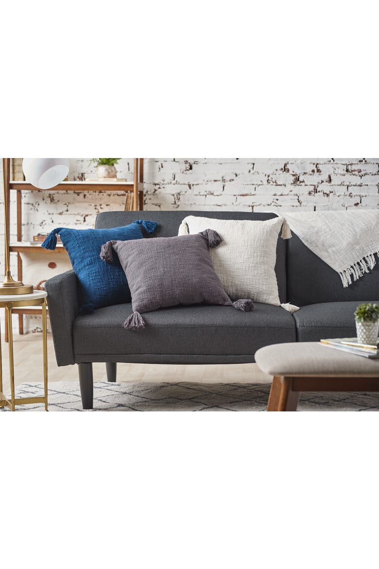 Anna Cotton Decorative Throw Pillow With Tassels, Alternate, color, Gray