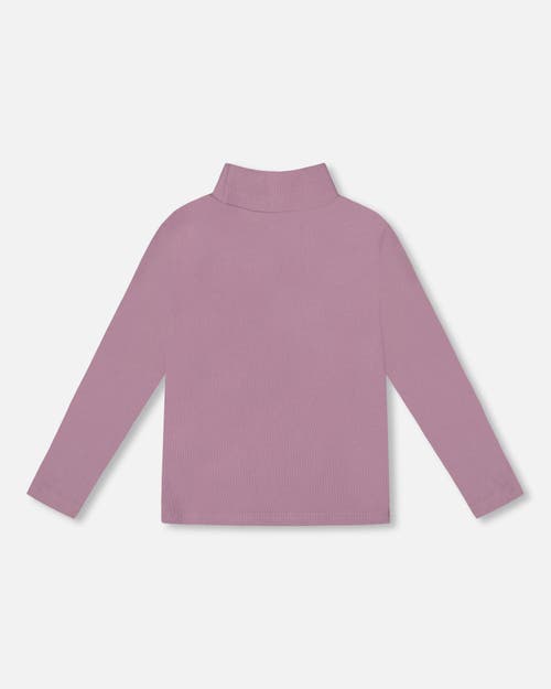 Deux Par Deux Super Soft Ribbed Mock Neck Top In Pink