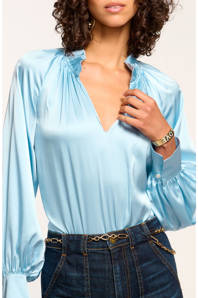 Gayle Stretch Silk Shirt, Alternate, color, DREAM BLUE