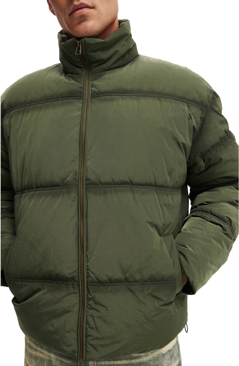 Cotton On Men's Puffer Jacket, Alternate, color, Storm Green