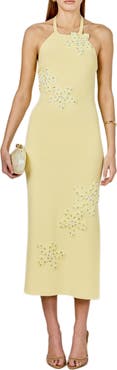 Endless Rose Beaded Flower Halter Midi Dress