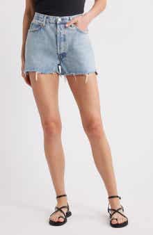 FRAME The Dare High Waist Denim Cutoff Shorts