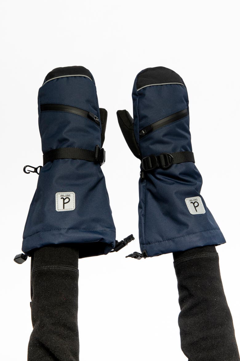Teknik Reinforced Fingertips Zip Pocket Winter Mittens, Alternate, color, Navy Blue
