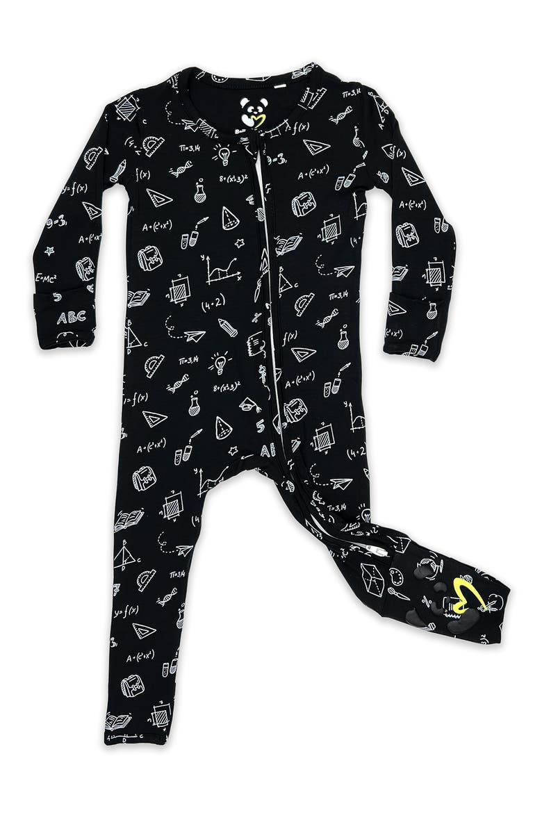 Kids' Back To School Fitted One-Piece Convertible Pajamas, Main, color, BLACK
