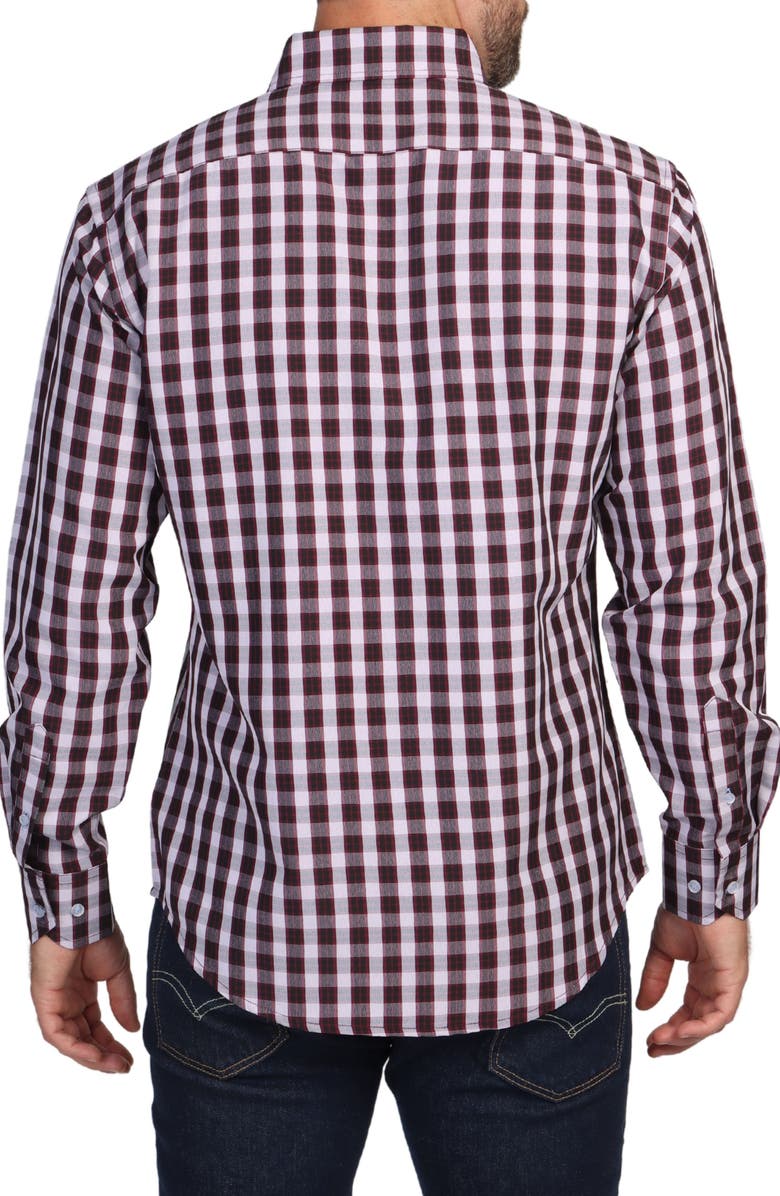 TailorByrd Luxe Melange Plaid Long Sleeve Shirt, Alternate, color, Wine