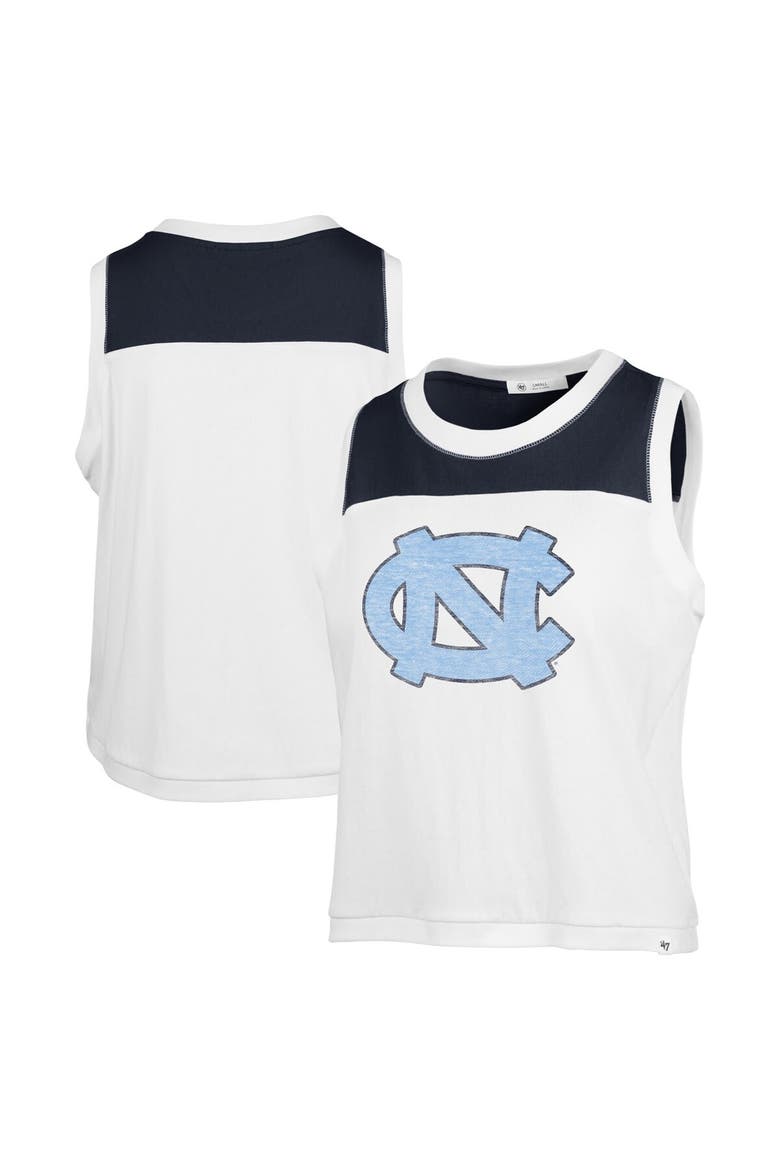 Women's '47 White North Carolina Tar Heels Premier Zoey Waist Length Tank Top, Alternate, color, White