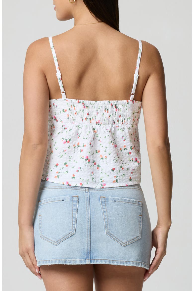 Lace Trim Gingham Crop Stretch Cotton Camisole, Alternate, color, STRAWBERRY