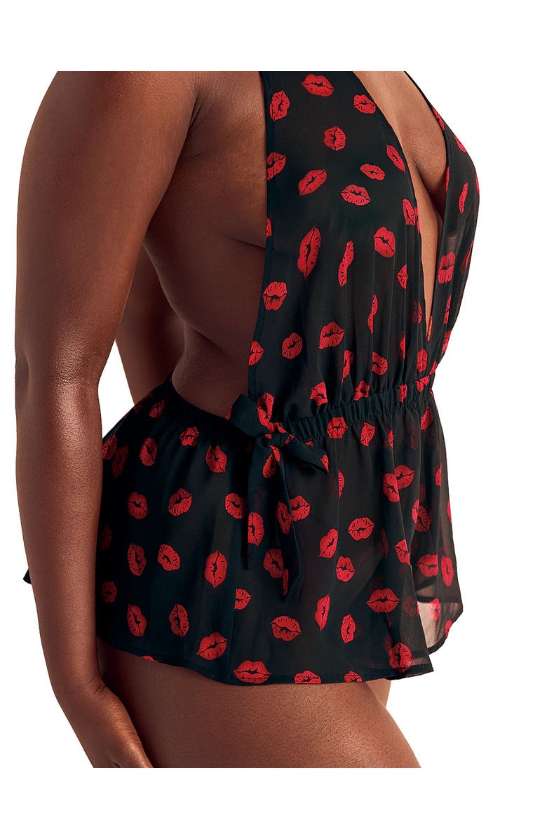 Adore Me Merilyn Romper Lingerie, Alternate, color, Novelty Black