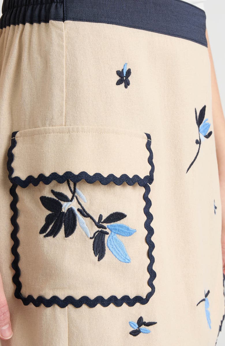 NVLT Floral Embroidered Rickrack Trim Wrap Skort, Alternate, color, Natural