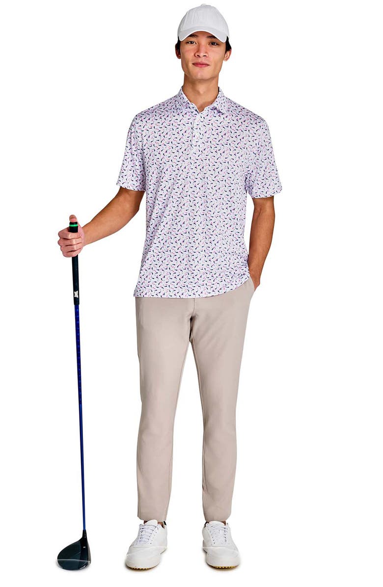 CONSTRUCT Regular Fit Koi Fish Recycled Performance Golf Polo, Alternate, color, White