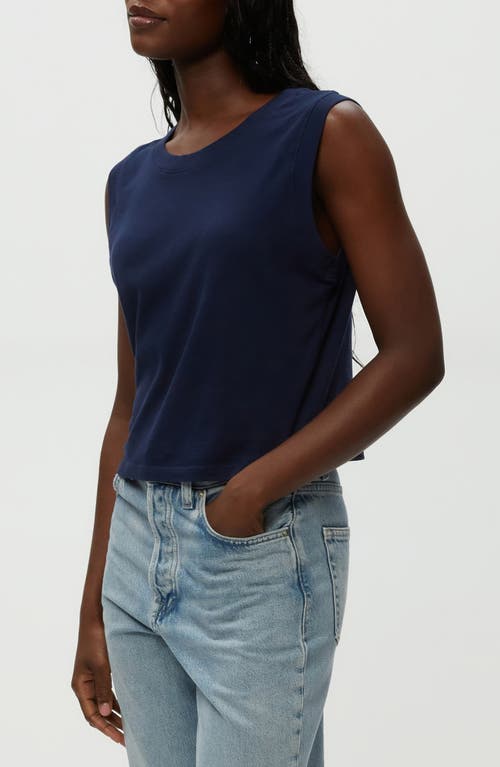 Michael Stars Johnnie Crewneck Cotton Tank In Nocturnal
