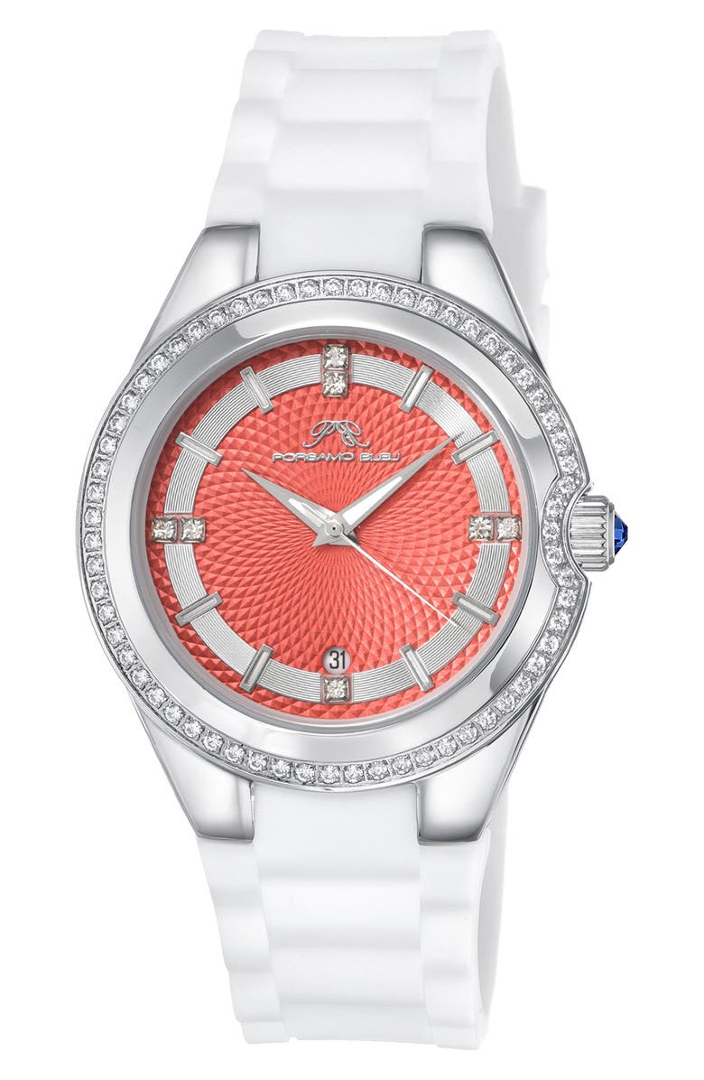 PORSAMO BLEU Women's Guilia Luxury Interchangeable Band Stainless Steel Watch, 37mm, Alternate, color, Red