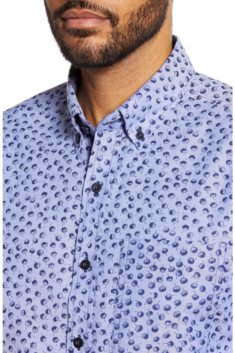 Anchor Classic Fit Tossed Print Button-Down Shirt, Alternate, color, INDIGO