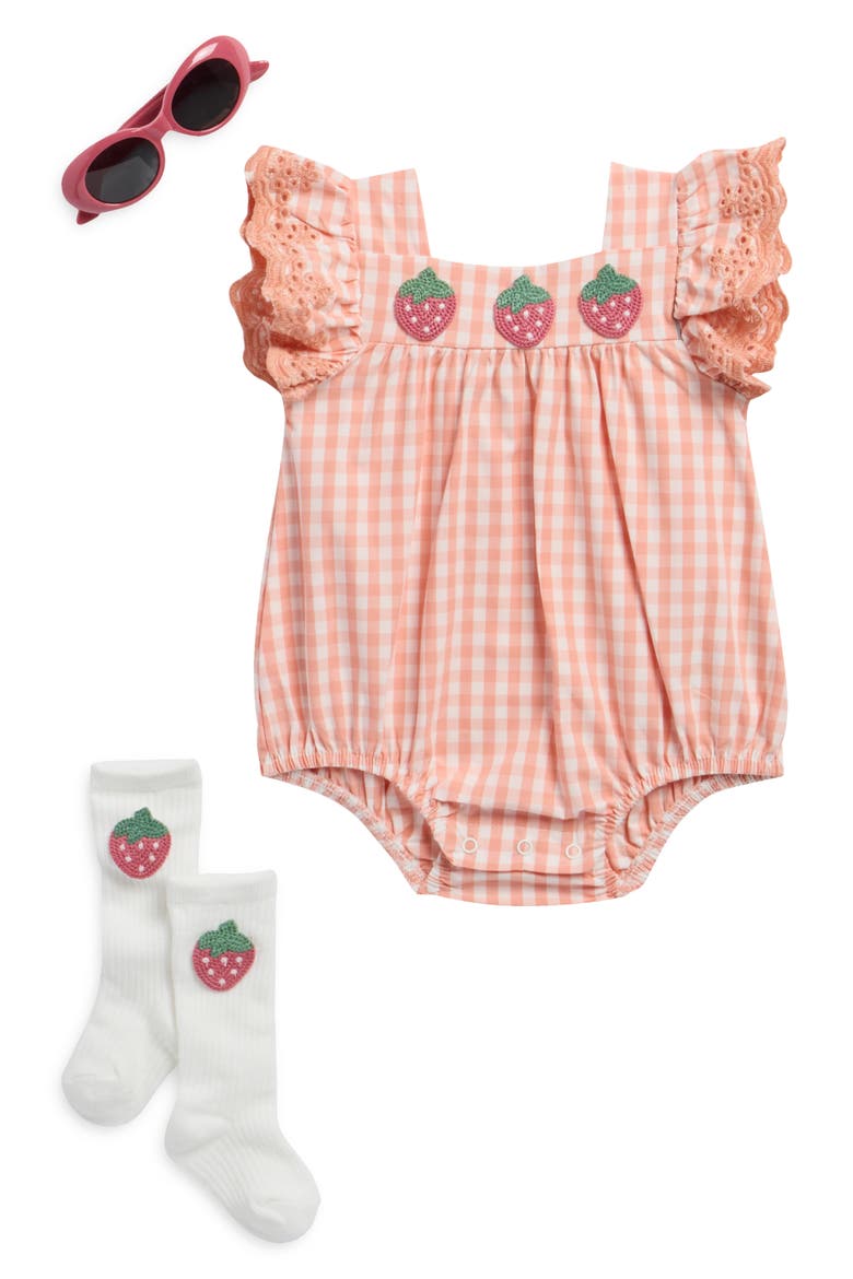 Kids' 3-Piece Ruffle Romper Set, Main, color, RED