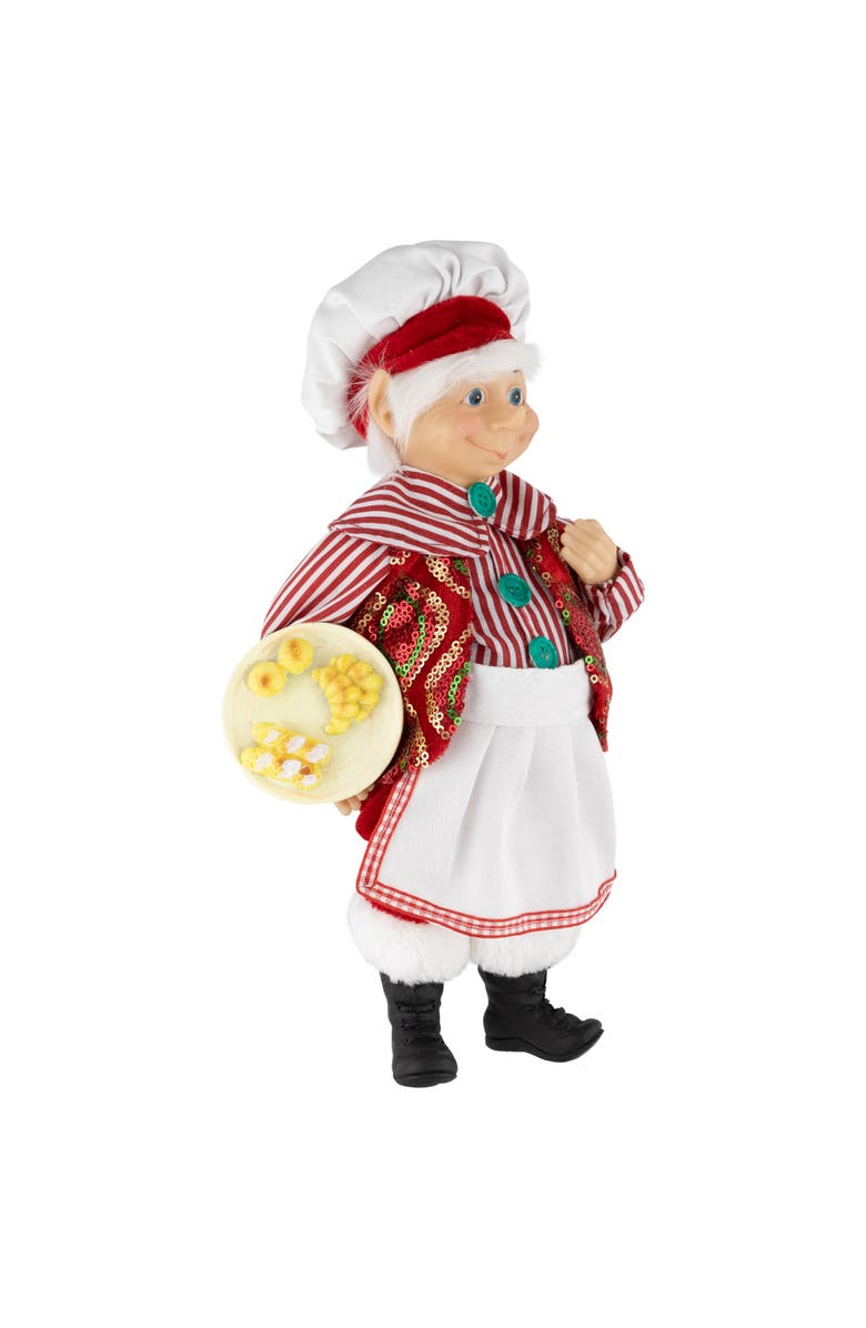 Northlight Chef Elf with Baked Goods Christmas Figure - 12", Alternate, color, Red