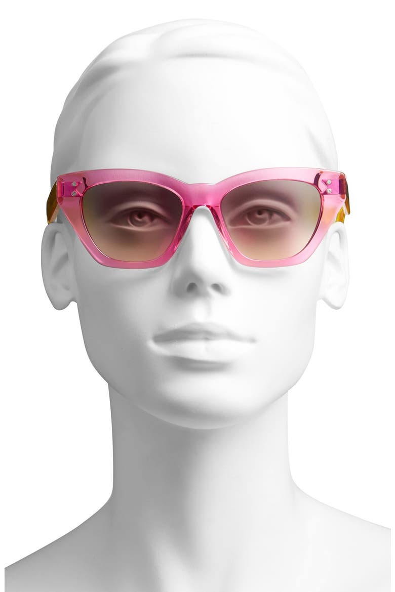 51mm Cat-Eye Sunglasses, Alternate, color, FUCHSIA/ YELLOW