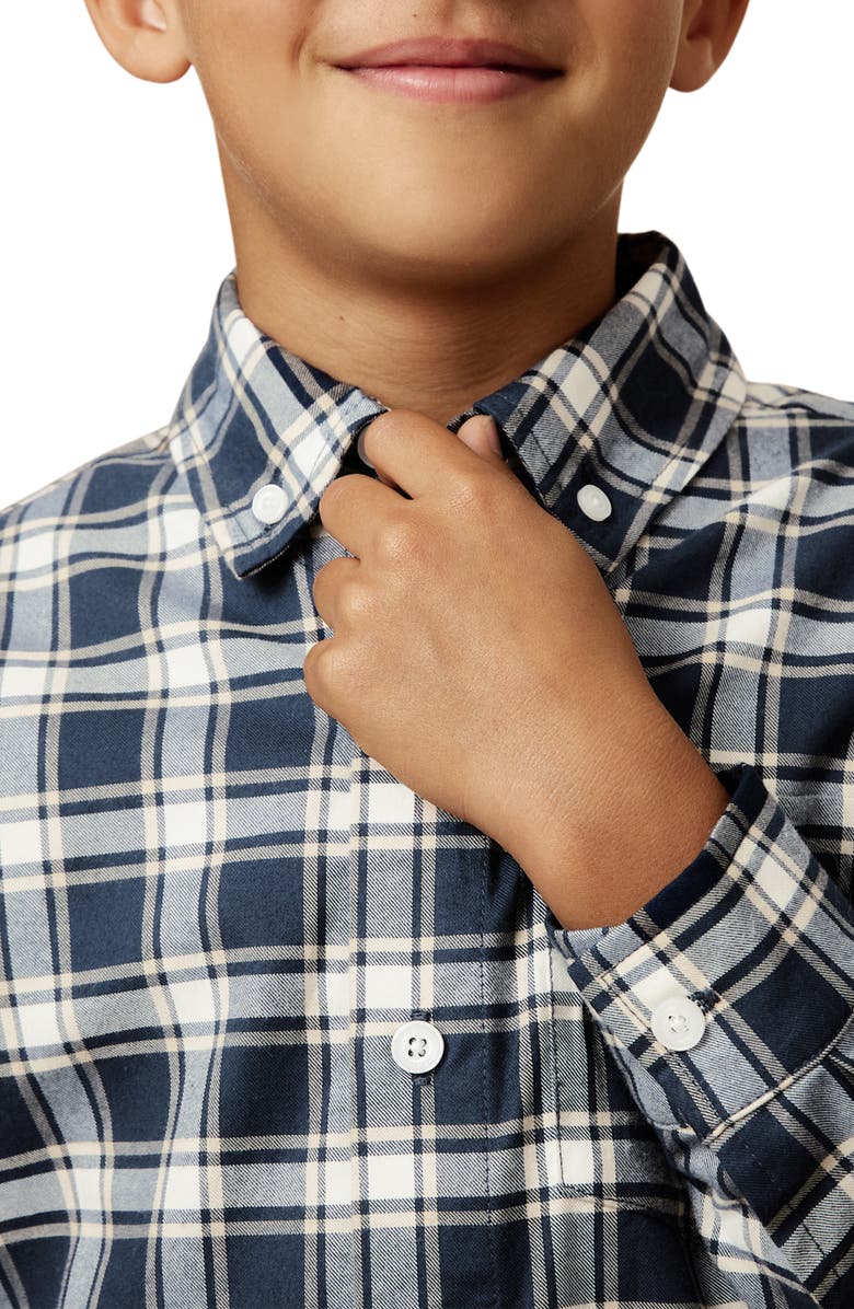 Reiss Kids' Bailes Plaid Button-Up Shirt, Alternate, color, Navy Blue