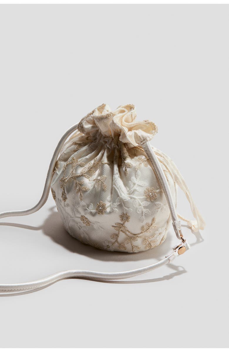 H&M Embroidered Drawstring Bag, Alternate, color,