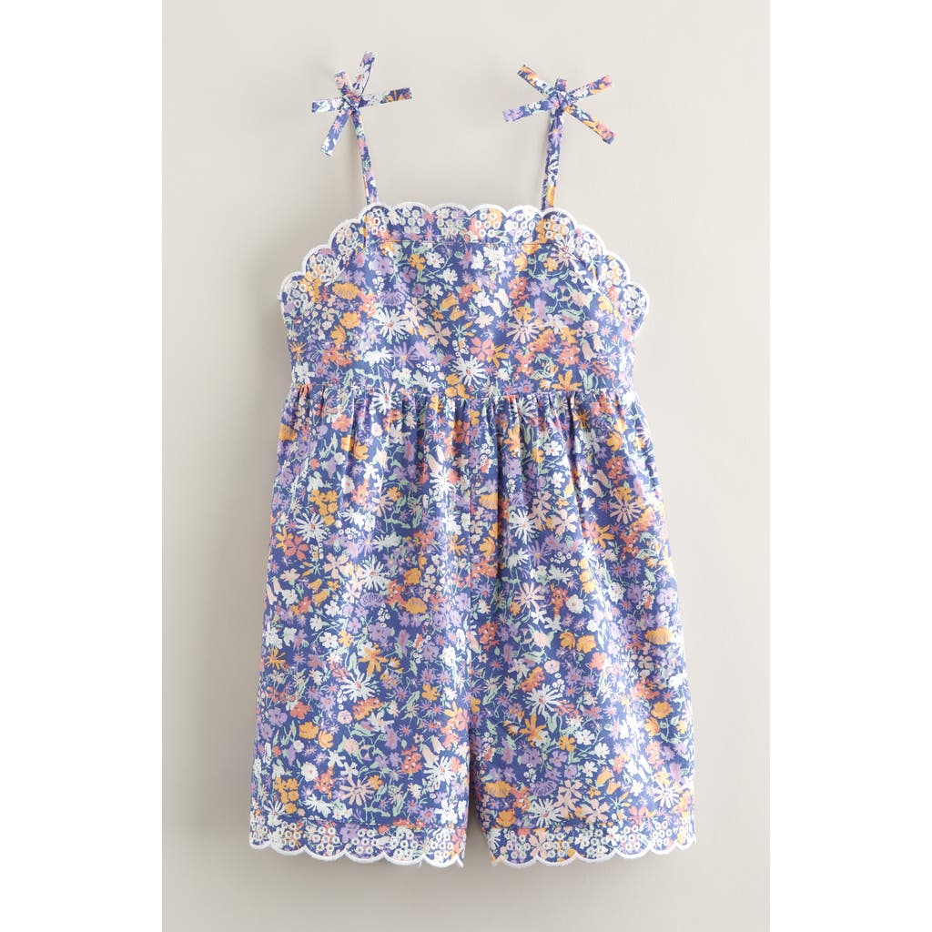 Nordstrom Scalloped Floral Short Romper In Blue