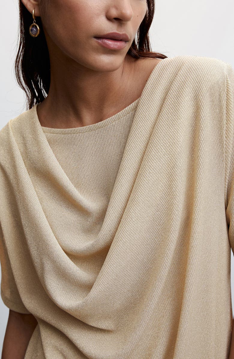 MANGO Drape Front Metallic Dress, Alternate, color,