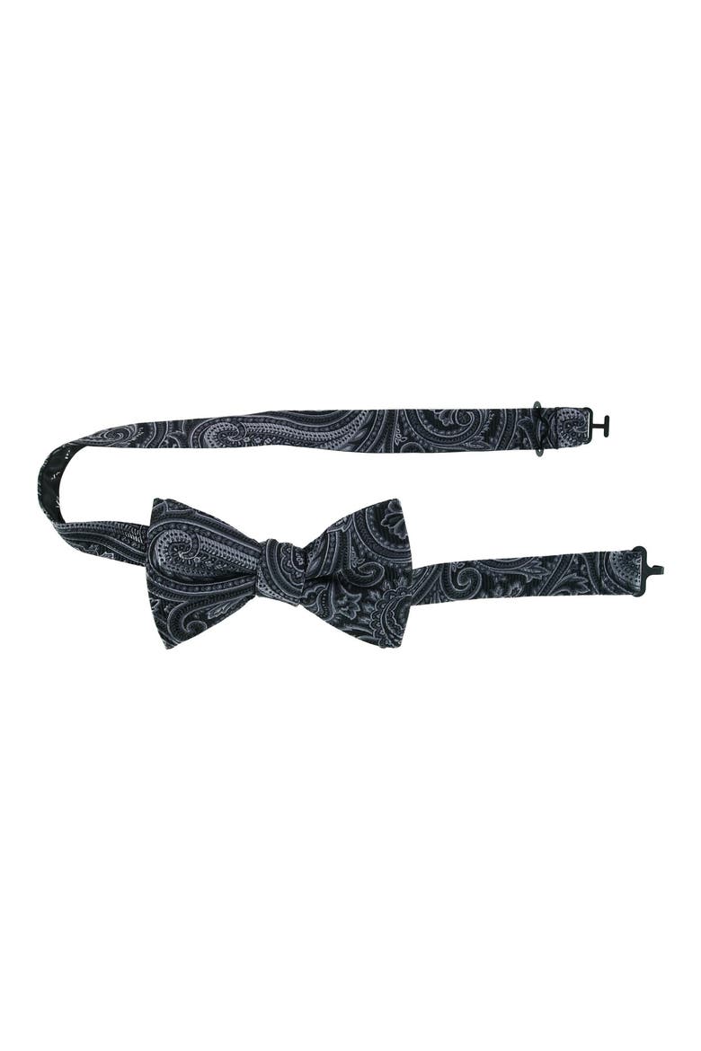 Sutton Pre-Tied Silk Bow Tie, Alternate, color, BLACK PAISLEY