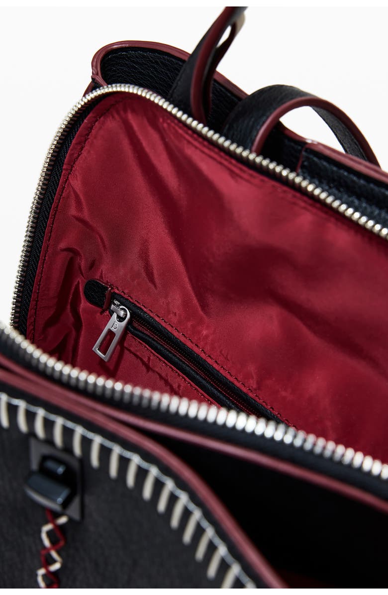 Desigual Whipstitch Detail Faux Leather Backpack, Alternate, color, Black