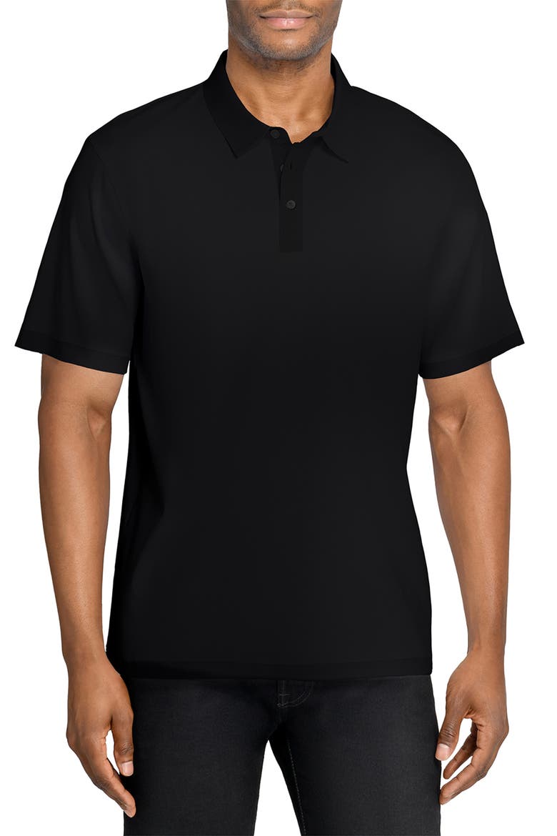 Solid Reworked Slim Fit Polo, Main, color, BLACK