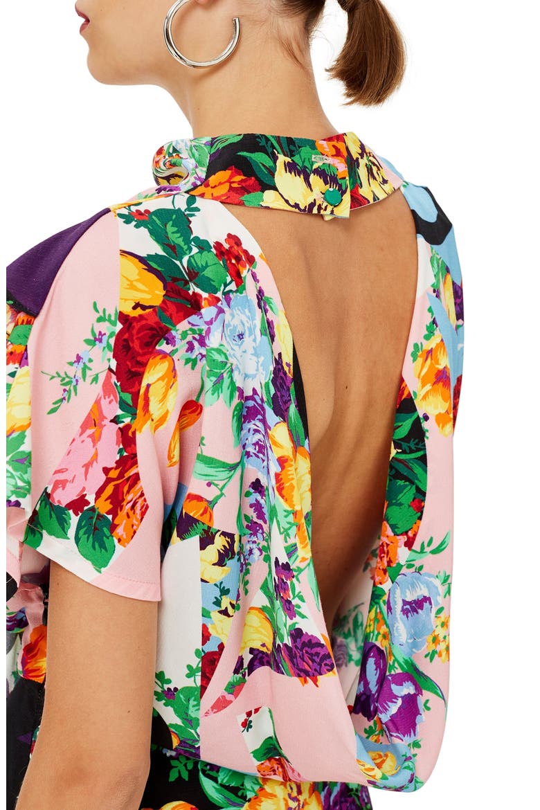 Cowl Back Midi Dress, Alternate, color, PINK MULTI