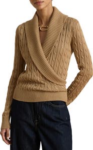 Lauren Ralph Lauren Cable Knit Shawl Collar Sweater