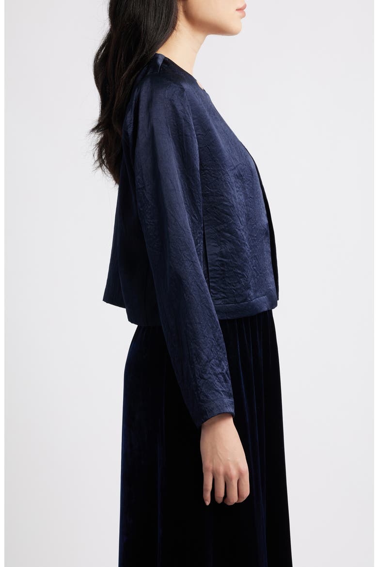 Crinkled Satin Crop Jacket, Alternate, color, INK