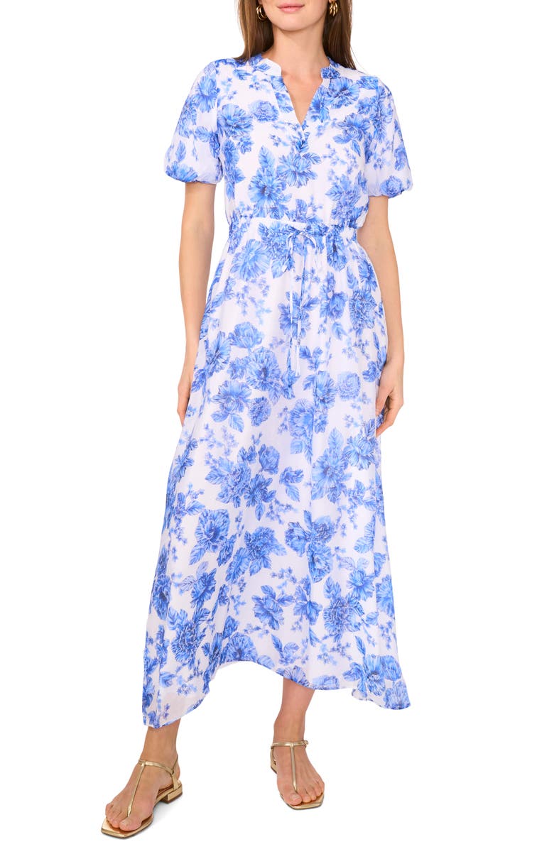 Vince Camuto Floral Puff Sleeve A-Line Maxi Dress, Main, color, 