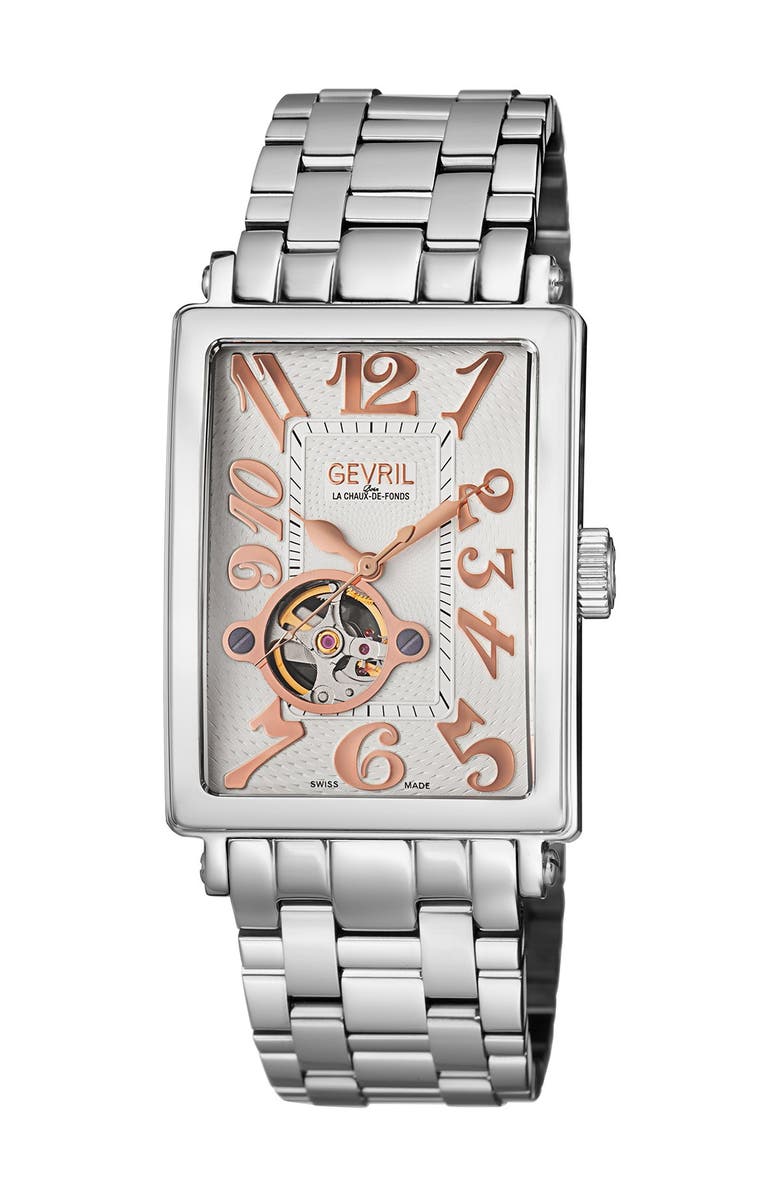 GEVRIL Avenue of Americas Intravedre Bracelet Watch, 34.5mm, Main, color,