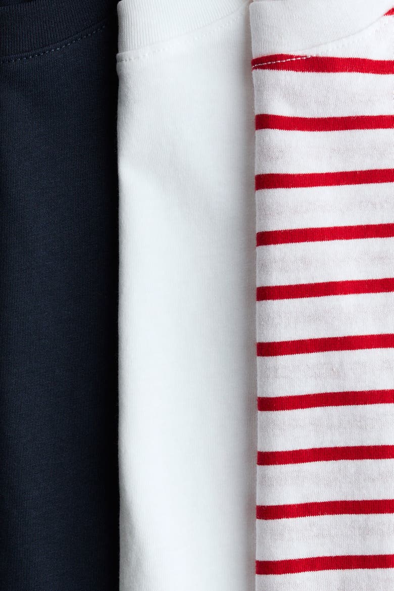 3-pack Cotton T-shirts, Alternate, color, Bright red/striped