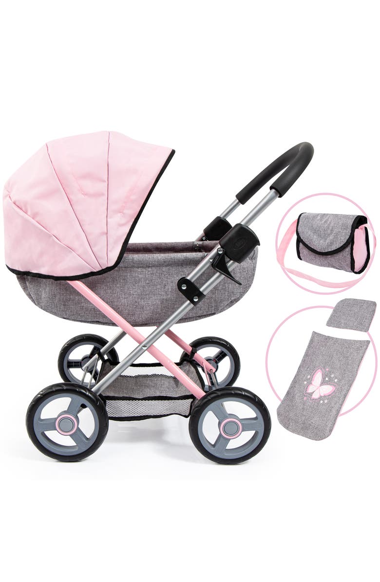 Bayer Design 4 in 1 Toy Baby Doll Pram Stroller Cosy Set - Dolls Up to 18 Inch, Main, color, Multicolored