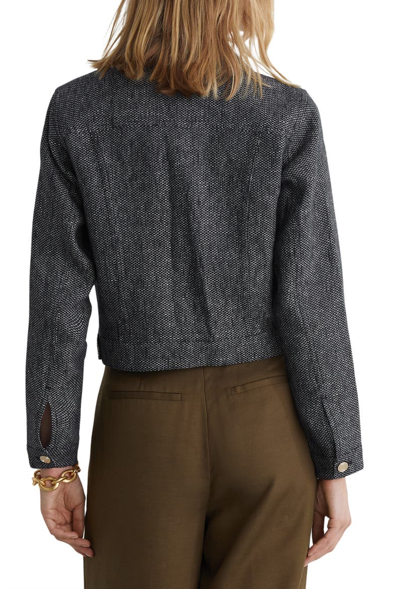 Bree Linen & Cotton Cropped Jacket, Alternate, color, NAVY
