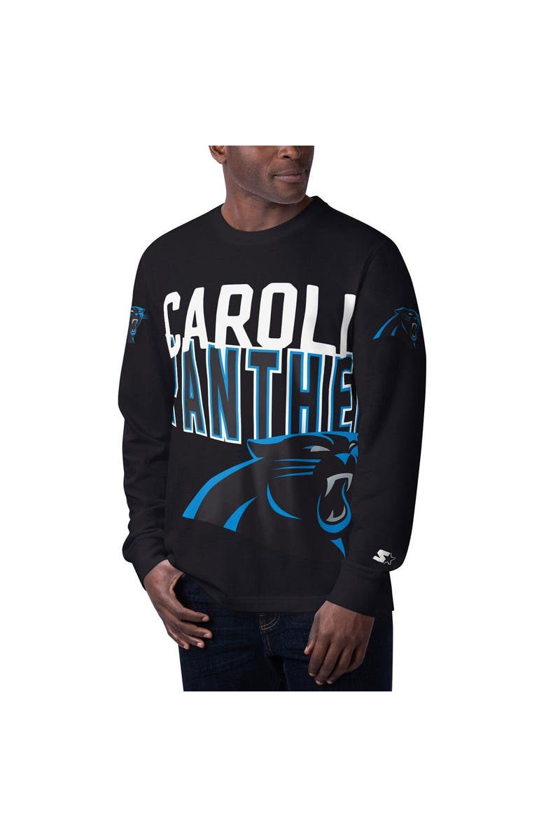 STARTER Men's Starter Black Carolina Panthers Clutch Hit Long Sleeve T-Shirt, Alternate, color, 