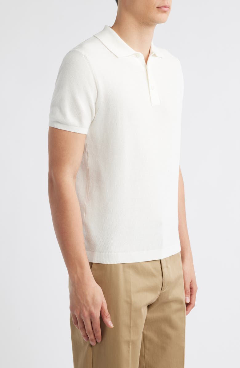 MERZ B SCHWANEN Organic Cotton Piqué Polo, Alternate, color, White