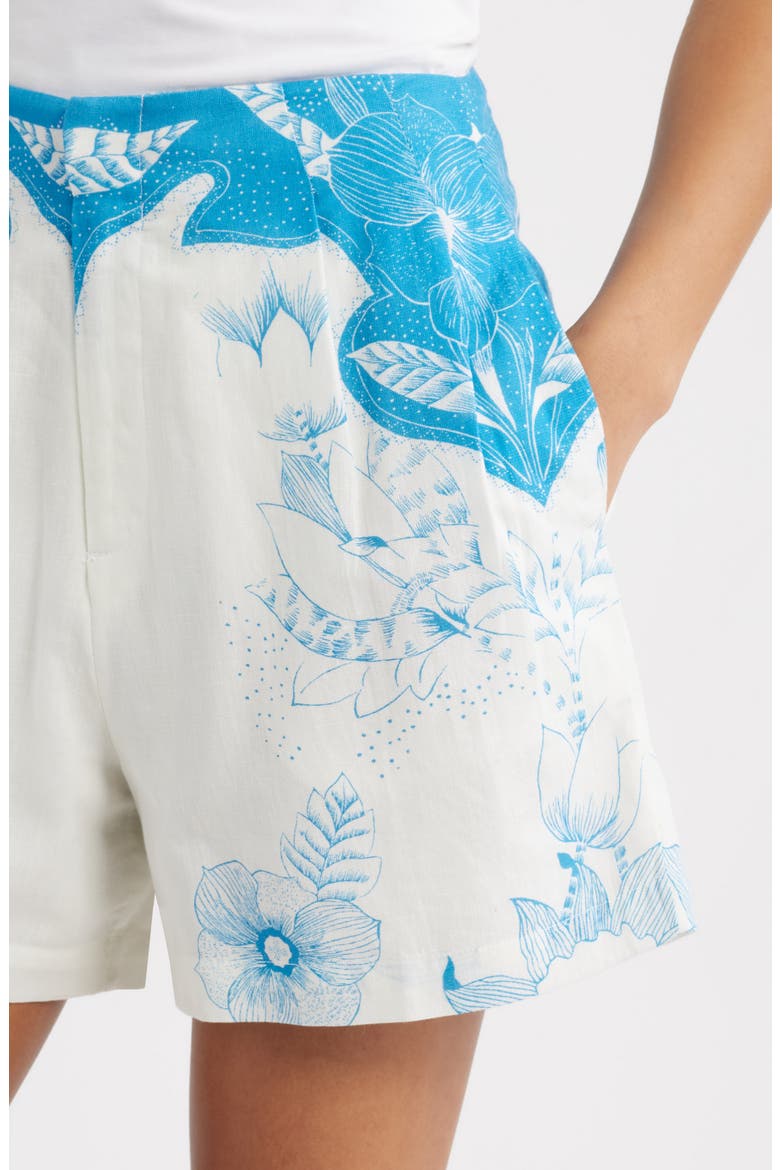 Sebastian Placed Print Cotton & Linen Shorts, Alternate, color, CELESTIA PRINT